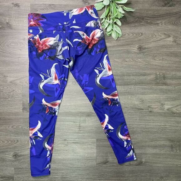 FABLETICS | sz M Women's Blue Multi Floral Print Pureluxe Full Length Leggings - Picture 4 of 5